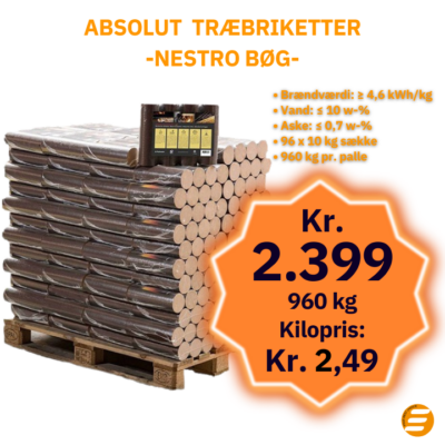 Absolut Træbriketter - Nestro Bøg - 960 kg