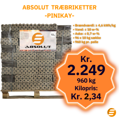 Absolut Træbriketter - PiniKay - 960 kg