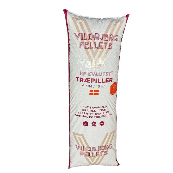Vildbjerg <br> Træpiller <br> <font> -HP Kvalitet- </font>